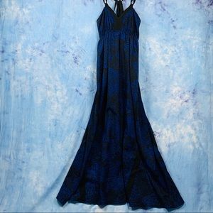 Express black and blue cheetah print maxi dress